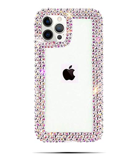 Bonitec Jesiya Compatible with iPhone 13 Pro Case 3D Luxury Glitter Sparkle Bling Case Luxury Shiny Crystal Rhinestone Diamond Bumper Clear Protective Case Cover Clear