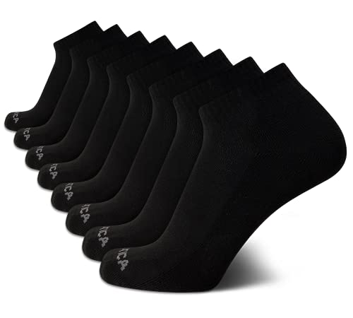 Nautica Men’s Athletic Socks – Cushioned Quarter Cut Ankle Socks (8 Pack), Size 6-12.5, Black
