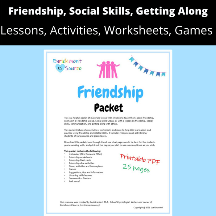 Friendship Skills, Social Skills Packet | The Storepaperoomates Retail Market - Fast Affordable Shopping