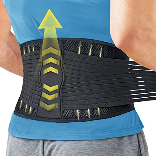 Back Brace for Lower Back Pain Relief – Men Women Back Support Belt for Heavy Lifting Sciatica Scoliosis Herniated Disc with Lumbar Pad – Adjustable Lumbar Support Belt Breathable Mesh Design (L 30.7″-37.4″ Waist)