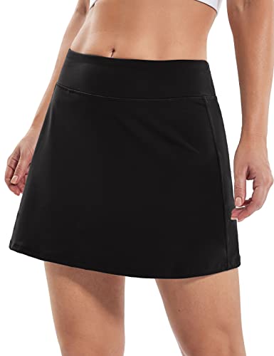 Heathyoga Tennis Skirt for Women with Shorts Women‘s Skort Golf Skirt with Pockets Golf Skort Mini Skirt Athletic Skirt Black