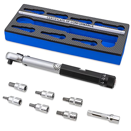 TGR 8pc 1/4 inch Drive Bicycle Torque Wrench Set for Road & Mountain Bikes – Adjustable 3-15NM