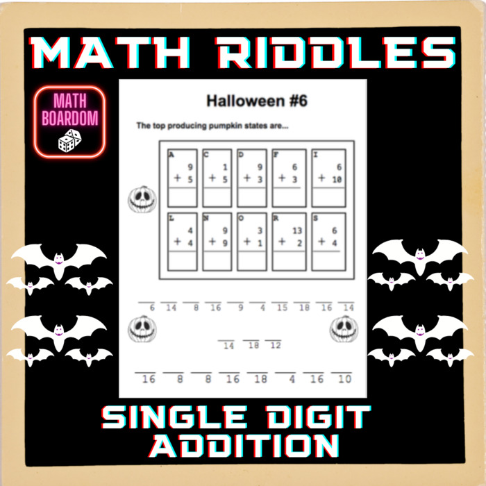 HALLOWEEN FACTS #6 || SINGLE DIGIT ADDITION MATH WORKSHEET | The Storepaperoomates Retail Market - Fast Affordable Shopping