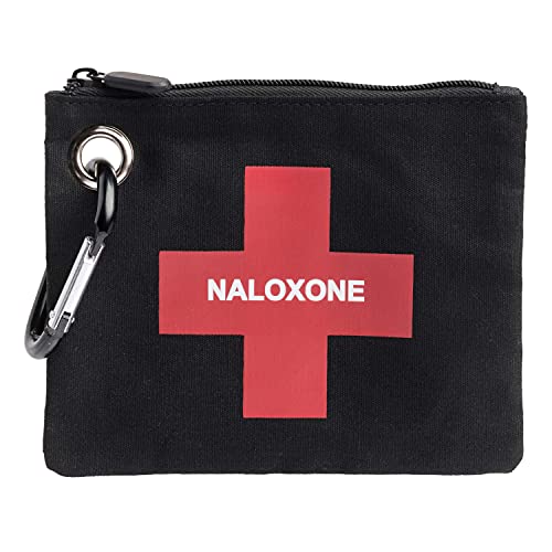 Canvas Bag with Zipper Pouch for Naloxone Nasal Spray and Naloxone Opioid Overdose Kits – Holds All formulations of Naloxone Including Two Naloxone Nasal Spray and Accessories. Naloxone Nasal Spray Not Included (Black, 1 Unit)