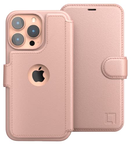LUPA Legacy iPhone 13 Pro Wallet Case – Case with Card Holder – [Slim + Durable] for Women and Men – iPhone 13 Pro Flip Cell Phone case – Faux Leather – Folio Cover – Rose Gold