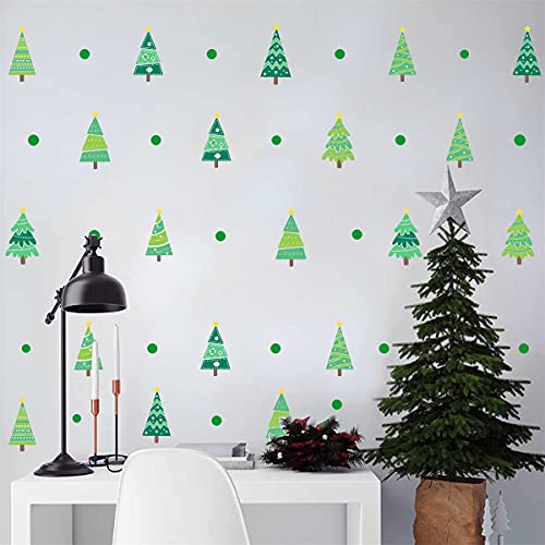 Christmas Wall Decals Christmas Pine Tree Wall Decal Window Wall Stickers Dots Wall Decals Christmas Peel and Stick Wall Decals Home Holiday Decorations