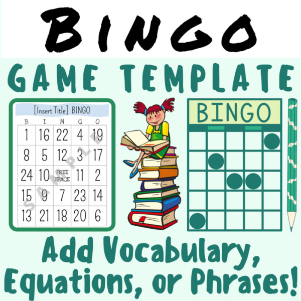 EDITABLE Bingo Game Template; For K-12 Teachers and Students in Elementary, Middle, and High School Classrooms