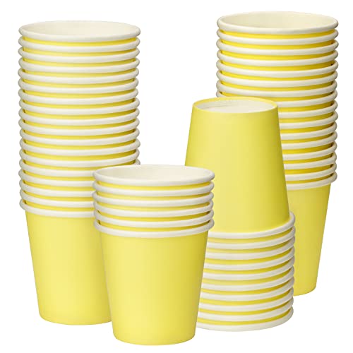 Huaiid 3 Oz 50 Packs Small Paper Cups Disposable Mouthwash Cups Bathroom Paper Cups Espresso Paper Cups Small Paper Cups for Snack Bathroom Espresso Perfect for Home Condos Rvs Campers（Yellow）