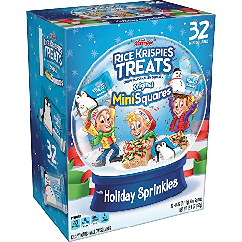 Rice Krispies Treats Mini Marshmallow Snack Bars, Holiday Treats, Kids Snacks, Original with Holiday Sprinkles, 12.4oz Box (32 Bars)