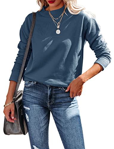 Minthunter Women’s Long Sleeve Sweatshirts Wider Round Neck Tunic Tops (Medium,Blue,US,Alpha,Adult,Female,Medium,Regular,Regular,28.98)