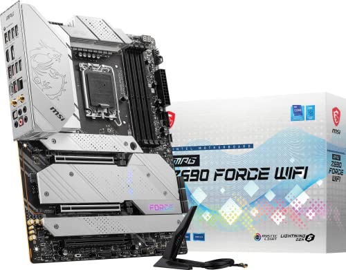 MSI Z690 Force WiFi Gaming Motherboard (ATX, 12th Gen Intel Core, LGA 1700 Socket, DDR5, PCIe 4, CFX, M.2 Slots, Wi-Fi 6E)