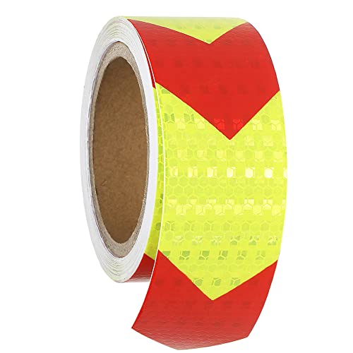 Reflective Tape Waterproof Outdoor Red/Yellow Conspicuity Safety Reflector Tape for Trailers,Vehicles,Boats,Signs (2In-32Ft)