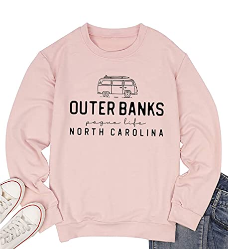 Women’s Outer Banks Pogue Life Monoline Bus Sweatshirt Funny Show Pullover Tops Tees Pink M