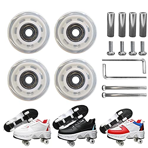 YUNWANG 4 Pack 82 A 36mm X 11mm Accessories Skate Wheels Double Row Skating and Skateboard Outdoor Roller Skate Wheels with Bearings