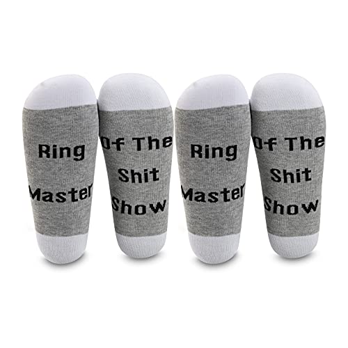 LEVLO Funny Ringmaster Gifts Ring Master Of The Shit Show Socks Mothers Day Gift (2 Pairs/Set – Mid Calf -1)