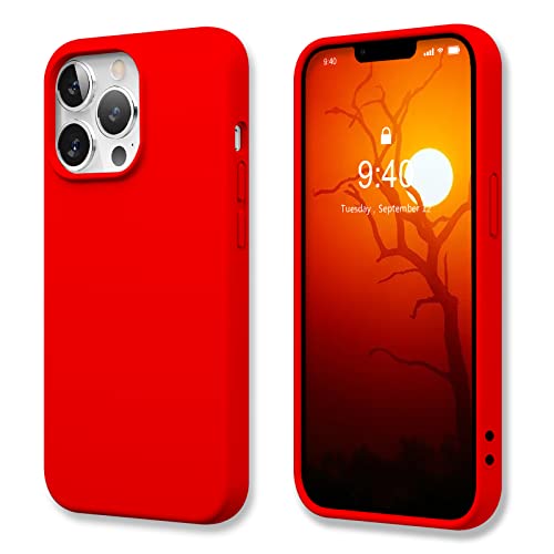 Spogie Designed for iPhone 13 Pro Max Silicone Protective Case, Cute Color iPhone 13 Pro Max Case Red