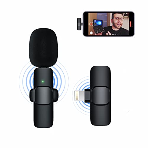 NUNUWE Wireless Lavalier Microphone for iPhone – Plug Play Clip on Shirt Lapel Mini Mic for TikTok YouTube Facebook Live Stream Vlog Video Recording No Need App/Bluetooth