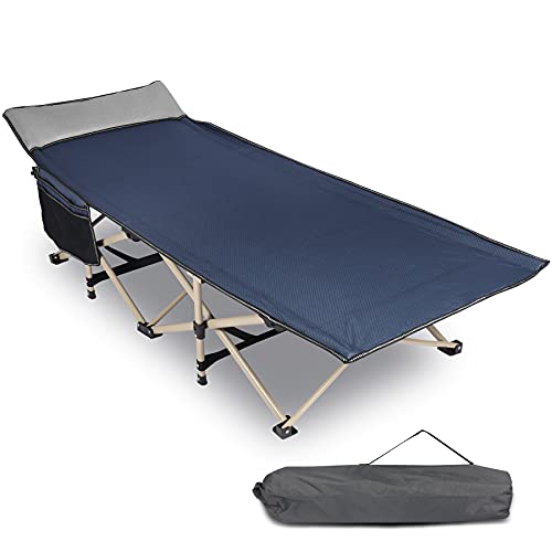REDCAMP Folding Camping Cots with Pillow for Adults Heavy Duty, 28″ Extra Wide Sturdy Portable Sleeping Cot for Camp Office Use, Navy