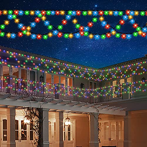 DDMY Christmas Lights Outdoor 34Ft 380 LED Christmas Half-Round String Lights Extendable Plug in 8 Modes Christmas Decoration for Holiday Party Bedroom Garden Patio Outdoor Indoor