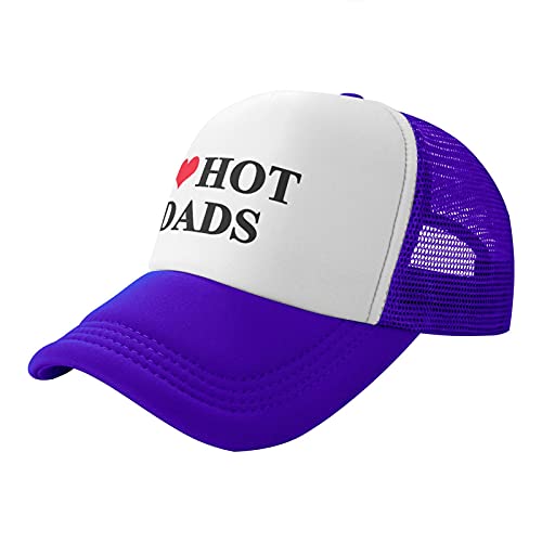I Love Hot Dad Trucker Hat Sports Baseball Cap Casual Hip-Hop Unisex Leisure Adjustable Size Purple