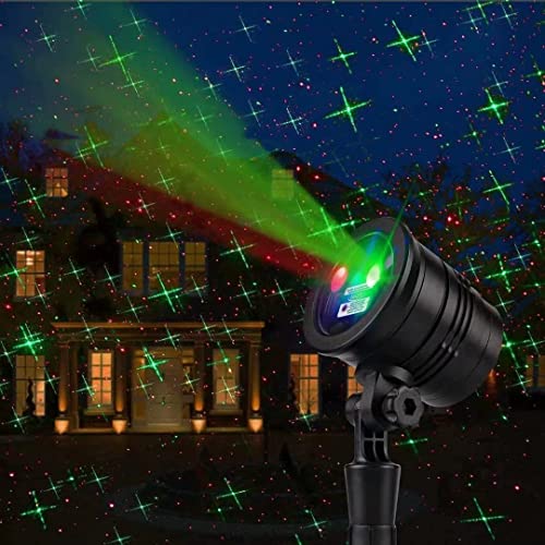 itoeo Christmas Projector Lights, Led Waterproof Christmas Laser Lights Landscape Spotlight Red and Green Star Show with Remote Decorative for Bedroom Outdoor Garden Patio Wall Holiday Party