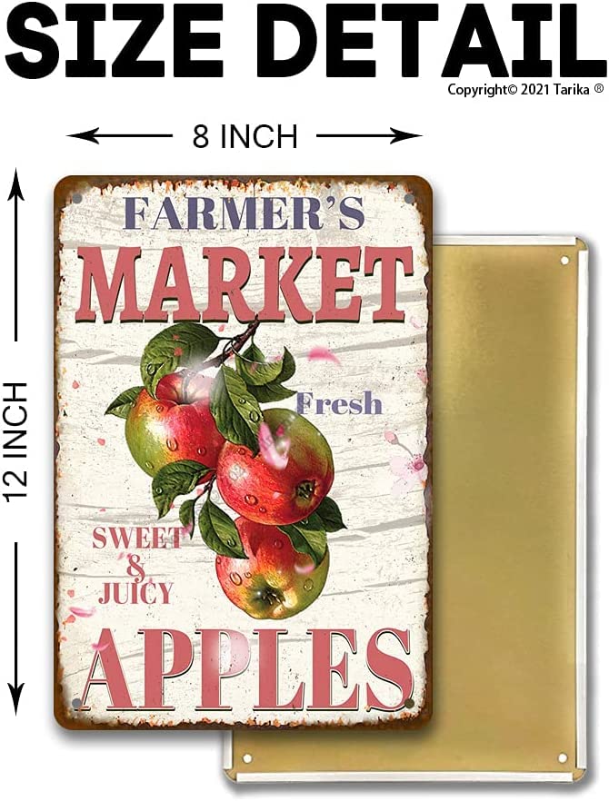 Farmers Market Fresh Sweet And Juicy Apples Vintage Poster Tin Sign Bathroom Home Garden Retro Store Cafe 8X12 Inch Retro Look Metal Poster Sign For Home Farm Garage Quotes Wall Decor | The Storepaperoomates Retail Market - Fast Affordable Shopping