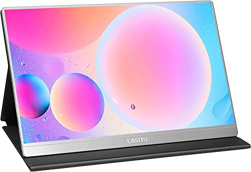 Lasitu Lightweight Portable Monitor 15.6 Inch FHD 1080P IPS VESA Portable Screen USB C Travel Monitor HDMI Gaming Monitor for Laptop PC MAC Cellphone Switch Xbox PS3-5 with Smart Cover