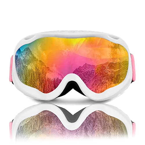HULODIS Kids Ski Goggles Snowboard Goggles for Toddler (8-18) Youth Anti UV Anti fog Goggles Boys Girls Snow Equipment