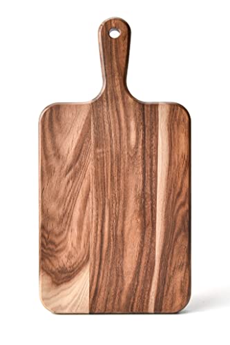 Acacia Wood Cutting Board – Wooden Kitchen Cutting Board for Meat, Cheese, Bread, Vegetables &Fruits-Charcuterie Board Cheese Serving Board with Handle,14”x7”