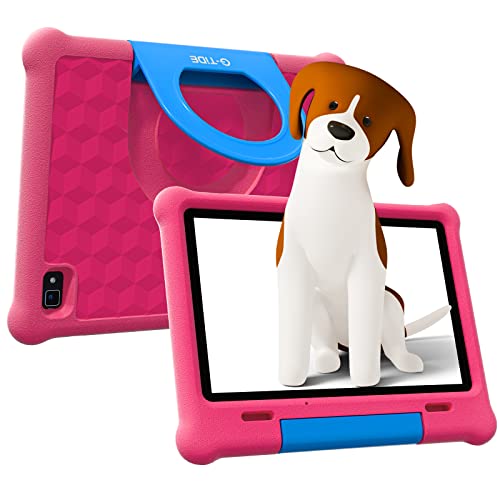 G-TiDE Kids Tablet, 10 inch Tablet for Kids, 6000mAh Battery, Up to 128GB Storage, 8MP Dual Camera HD, Parental Controls, Android 11 Learning Tablets, Screen Protector, Toddler Tablets Case, Pink