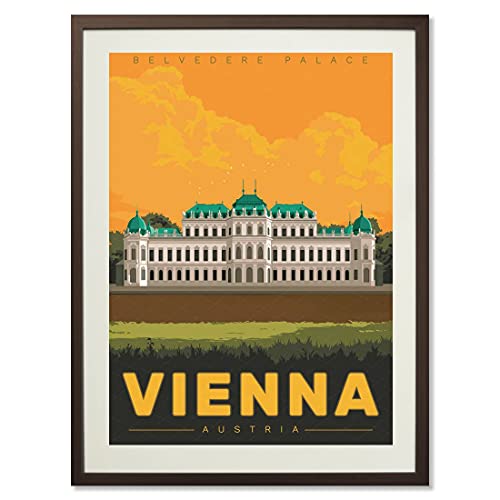 Austria Vienna Belvedere Palace Vintage Travel Posters from Around the World Landscape Wall Art Print Decor Painting Gift Home Decoration Stickers (12X18 inch)