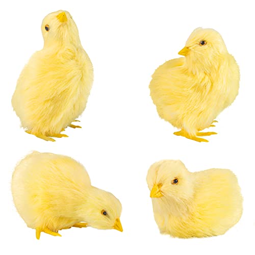 4 Pcs Simulated Little Chick Figurine Lifelike Chicken Figurines Animal Figurine Realistic Chicken Photography Props Easter Chicken Decor