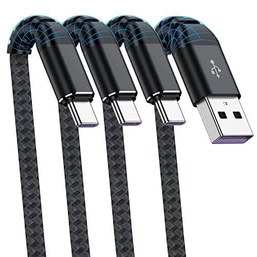 Cabepow USB A to Type C Cable, [3Pack] 6Ft Fast Charging 6 Feet USB Type C Cord for Samsung Galaxy A10/A20/A51/S10/S9/S8, 6 Foot Type C Charger Premium Nylon Braided USB Cable -Grey