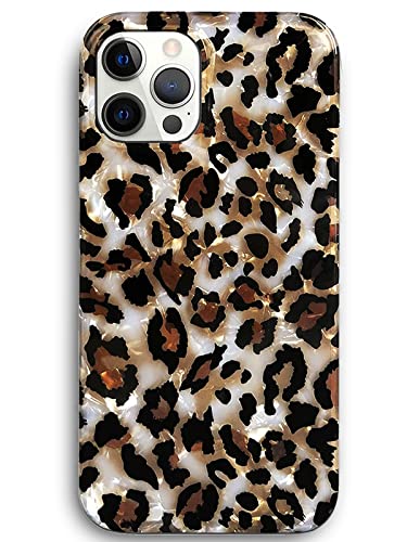 J.west Case Compatiable with iPhone 13 Pro Max 6.7 inch,Sparkly Animal Leopard Print Pattern Vintage Cheetah Glitter Translucent Clear Soft TPU Slim Protective Phone Case for Women Girls Light Brown