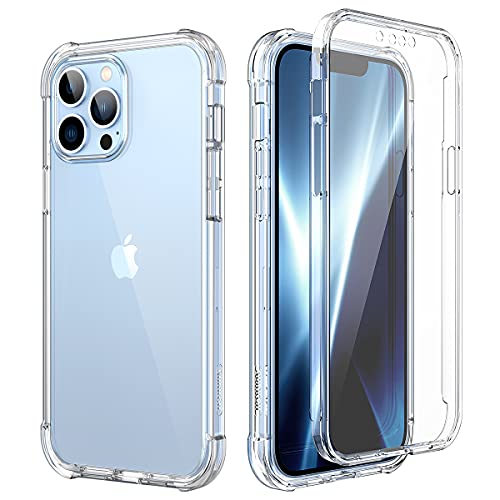 SURITCH Compatible with iPhone 13 Pro Max Clear Case,[Built in Screen Protector] Full Body Protection Shockproof Bumper Rugged Cover for iPhone 13 Pro Max 6.7 Inch (Clear)