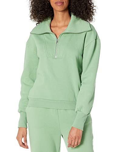 The Drop Women’s Hayley Half Zip Fleece Sweatshirt, Basil, XXL, Plus Size