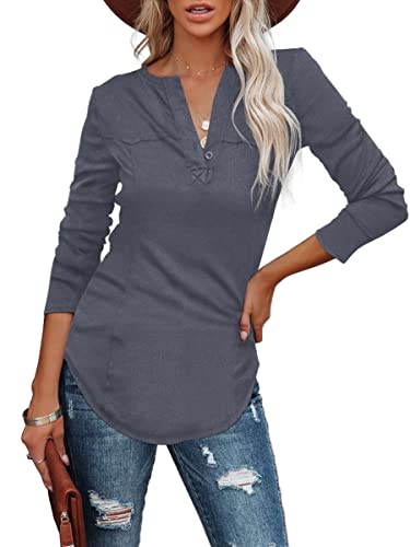 GEMLON Womens Casual Long Sleeve Sweatshirts and Hoodies Half Zip Pullover Lapel Drawstring Loose Tops Blue(XL)