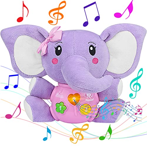 Aitbay Baby Toys Musical Infant Toys – Plush Elephant Baby Toy 0 3 6 9 12 Months – Babies Light Up Toys for 1 Year Old Boy & Girl Newborn Baby Gift 6 to 12 Months …