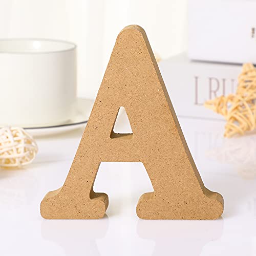 4 Inch DIY Wooden Letters for Crafts Easter Alphabet Letters for Table Decoration Paintable Decorative Letters Standing Letters Slices Sign Board Decoration for Craft Home Party Projects (A Style)