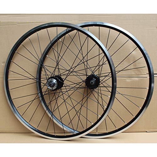 QHY Cycling Wheels MTB Bike Wheels 26 Inch Double Layer Rim Bicycle Wheel Set Sealed Bearing Disc/Rim Brake Quick Release 8-10 Speed Cassette Flywheel 24H (Color : Black)