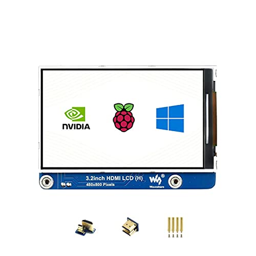 3.2inch HDMI IPS LCD Display (H) Compatible Raspberry Pi/Jetson Nano/PC, 480×800, No Touch Screen, Adjustable Brightness