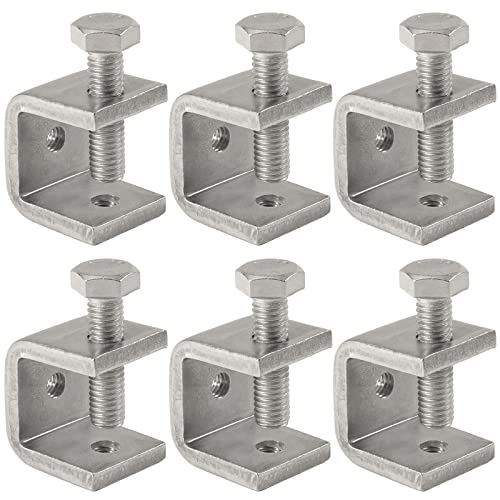 6Pcs Mini C Clamps 304 Stainless Steel C-Clamp 0.8 Inch Tiger Clamp Heavy Duty Small G Clamp Woodworking Clamp Auto Building Household C Clamp with Wide Jaw Opening I-Beam Design