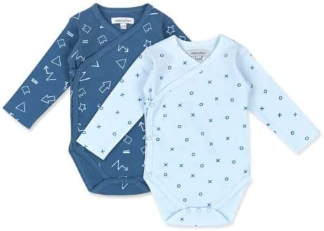 Mother’s Choice Kimono Baby Bodysuit Set of 2 Long Sleeve Newborn Onesies, 100% Cotton Soft Snap on Baby Onesies for 3-6 Months