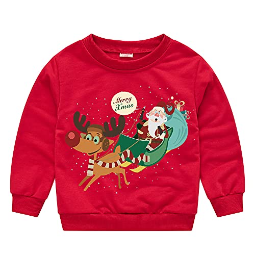 Toddler Boys Girls Christmas Sweatshirts Santa Claus Clothes Sweater T-Shirts for Kids Long Sleeve Pullover Sweatshirt Shirt Tops Size 6T