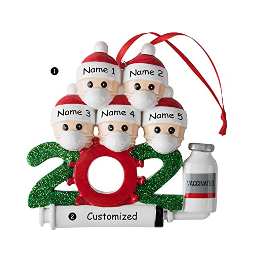 Gimomo 2021 Christmas Ornament Personalized Funny Gifts Customized Family Ornament Xmas Tree Hanging Ornament Family of 5 Survivor Gifts