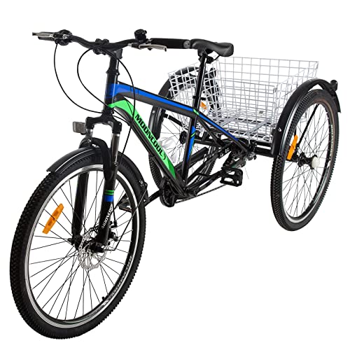 H&ZT 3 Wheeled Bikes for Adults, Tricycle, Tri-Bike City Bike, Large Basket, Old People Men Women Teenagers