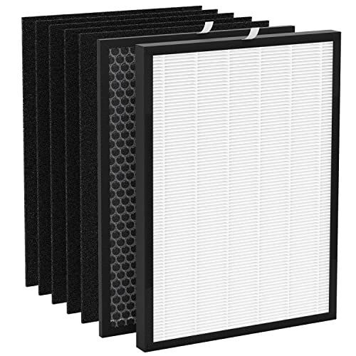 CFKREYA True HEPA Filter Replacement,Compatible with OV200 Air Purifer, Good Value Pack Including 1 True HEPA Filter, 1 Activated Carbon Filter, and 4 Extra Pre-Filters