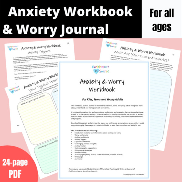 Anxiety and Worry Management Workbook for Kids and Teens