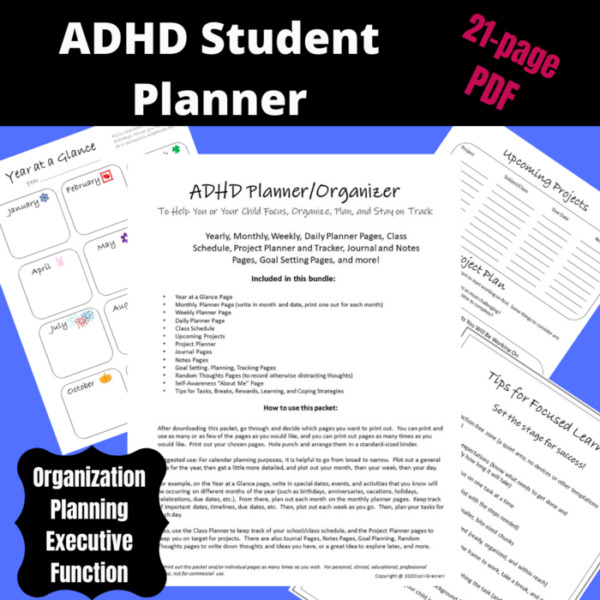 ADHD Planner Packet for Kids and Teens