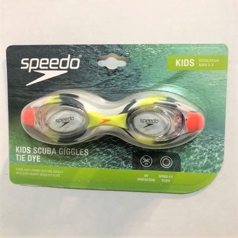 Speedo Kids Scuba Giggles Tie Dye Goggles – Lime / Clear Lenses